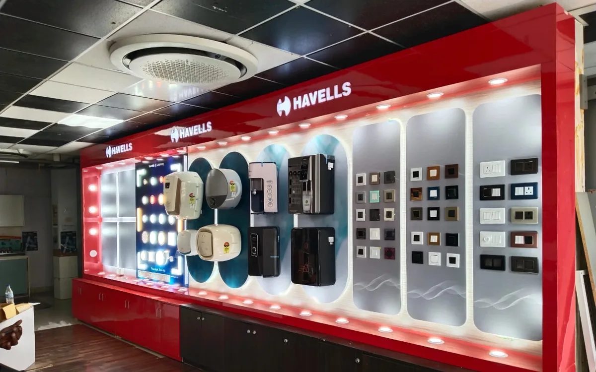 Havells illuminated display wall built in our workshop