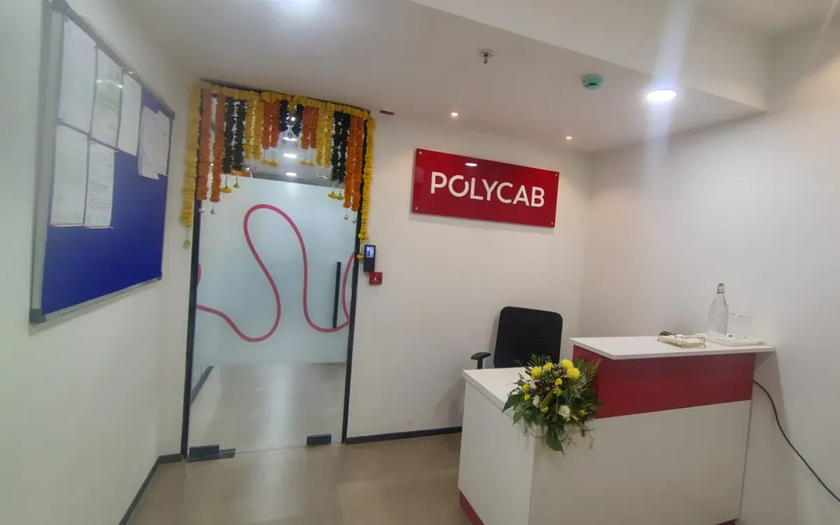 Polycab office reception branding